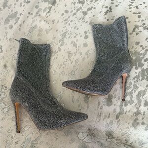 Lulu's Sparkling Gray Ankle Booties